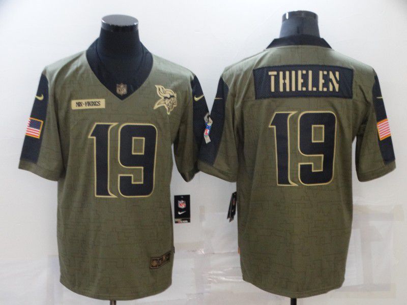 Men Minnesota Vikings #19 Thielen green Nike Olive Salute To Service Limited NFL Jersey